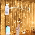 thumbnail image 1 of Hanging Window Curtain Lights 9.8 Ft Dimmable & Connectable, USB Powered with Remote, 4 Music Sync Function Twinkle with Any Voice for Party Wall Decorations (Warm White, 15 Hooks), 1 of 7