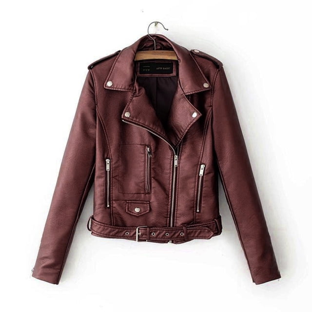 EGNMCR Veste à Manches Longues pour Femmes, Veste Décontractée Sans Capuche à Manches Longues, Veste à Moteur à Col Rabattu, Manteau Court Punk à Fermeture Éclair