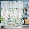 thumbnail image 2 of Eucalyptus Leaves Daisy No Hook Shower Curtain with Snap in Liner Summer Farmhouses Wood Grain Waterproof Bathroom Shower Curtain with See Through Top Window for Bathtub 72" x 78", 2 of 9