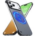 thumbnail image 1 of wonima11 Magnetic Ultra-Thin Frosted Soft Touch Skin Borderless Carbon Fiber Style Texture for iPhone 17 Pro Max Frameless Case 6.9" Slim Minimalist Lightweight Matte Hard for MagSafe Cover Case-Black, 1 of 1