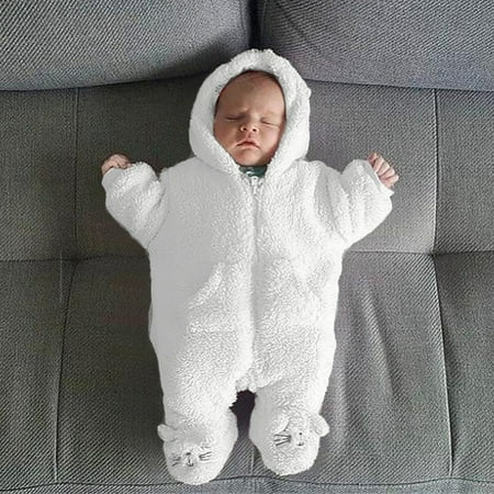 

Newborn Infant Baby Boy Girl Hooded Cartoon Flannel Romper Jumpsuit Warm Clothes CHMORA