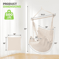 thumbnail image 2 of Magshion Hammock Chair Hanging Rope Swing, Max 350lbs Capacity, 2 Cushions Included, Large Macrame Hanging Chair with Side Pocket for Indoor Outdoor, Beige, 2 of 8