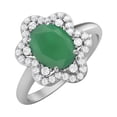 thumbnail image 2 of 8x6mm Oval Shape Natural Green Onyx 925 Silver Engagement Women Mother's Day Gift Ring, 2 of 4