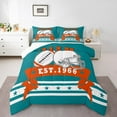 thumbnail image 2 of American Football Style Bedding, 3D Sports Football Game Comforter Set American Football City Themed Full Bed Comforter Set, Orange And Teal Quilt For Sports Fans Gifts (Miami), 2 of 6