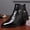 Black, variant on Featuring a Pointed Toe and Unique Pleated Vamp for a Stylish Biker or Formal Look.,Men's Vintage Western Style Ankle Boots with a Convenient Side Zipper and Ornate Carved Buckle