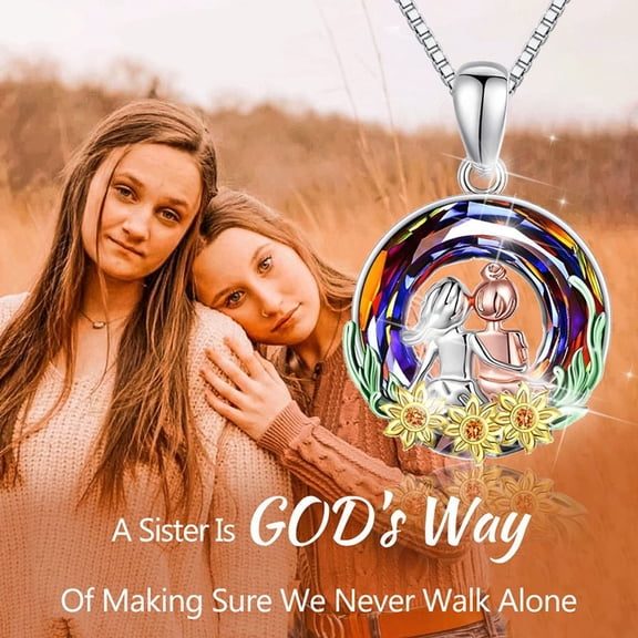 DESIGNICE Sunflower Crystal Necklace for Sister, "You Will Always Have Me" Inspirational Friendship Necklace, Meaningful Birthday Gift for Women, Best Friend Sister Jewelry with Adjustable Chain