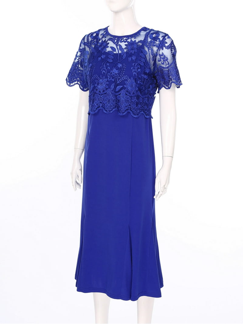 TiaoBug Womens Floral Lace Bodycon Dress Short Sleeve Midi