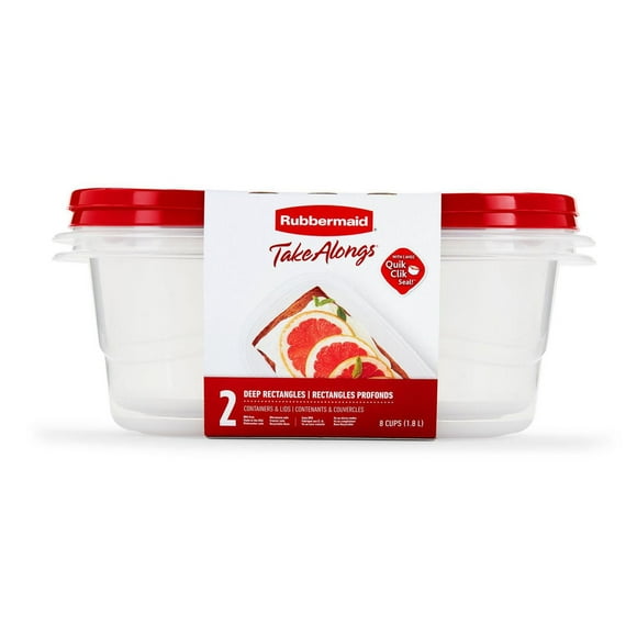 Rubbermaid TakeAlongs Deep Rectangle Food Storage Container (Set of 2), 8 Cups, TAL 2PK 1.9L DP REC