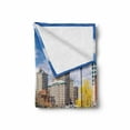 thumbnail image 2 of United States Soft Flannel Fleece Blanket, Providence Rhode Island Riverfront Spring Season Water Reflection Buildings, Cozy Plush for Indoor and Outdoor Use, 50" x 60", Multicolor, by Ambesonne, 2 of 6