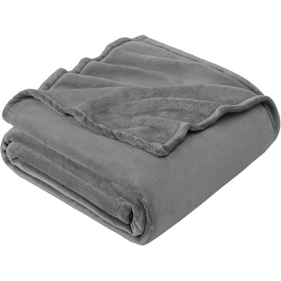 Fleece Blanket Twin Size Grey, Soft Cozy Blanket, Fuzzy Flannel for Bed, Sofa, Couch, Travel, Camping, 60 x 80 Inches