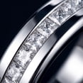thumbnail image 5 of SFTING Men Wedding Bands 925 Sterling Silver Princess Cut Men Rings Half Eternity Promise Ring 5A CZ Size 9, 5 of 8