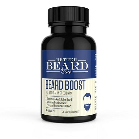 better beard club- beard boost- all natural premium beard supplement- supports thicker and fuller beard, maximizes beard growth, promotes healthy skin and