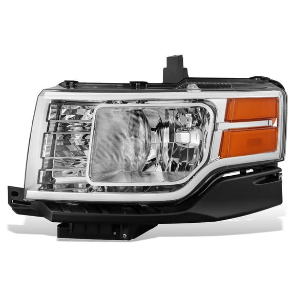 DNA Motoring Driver Left Side Headlight for 09-12 Ford Flex, Chrome / Amber