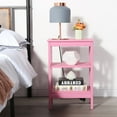 thumbnail image 2 of VECELO Set of 2 Nightstand with 3-Tier Shelves, X-Shaped Sofa Side End Table for Bedroom/Living Room/Office, Pink, 2 of 7