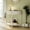 Cream White + Solid Wood+MDF, variant on YINGYUE Unique Half Moon Demi-Lune Console Table, Hand Curved Rattan Sliding Drawers with 2 Storage Cabinets & Bottom Open Shelf, American Semi Circle Entryway Accent Table, Antique Green