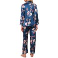thumbnail image 3 of INSPIRE CHIC Womens Silk Pajamas Set Long Sleeves with Pants Lounge Satin Sleepwear L Blue Floral, 3 of 6