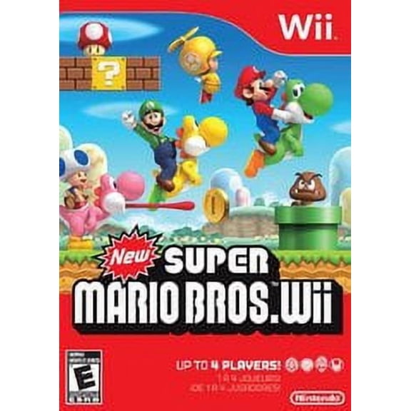 New Super Mario Bros, by Nintendo, for Nintendo Wii, Platformer Game, Parental Controls, Physical Edition, 4 Offline Players