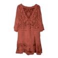 thumbnail image 4 of Swimsuit Coverup for Women Boho Lace Half Sleeve V Neck Loose Flowy Mini Dress Beach Cover Up Bathing Suit Dress, 4 of 4