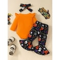 thumbnail image 2 of ENFLASH Halloween Cute Ghost Newborn Baby Girl Clothes Infant Romper Fall Winter Outfits Gifts for Girls Bell Bottoms Pant Sets, 2 of 9