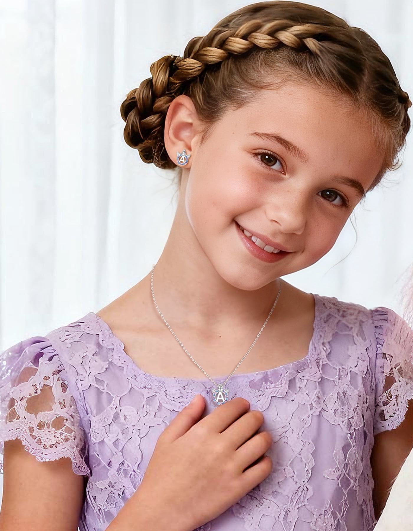 Just Being Cute Unicorn Earrings for Girls Women, Real 925 Sterling Silver Initial A Stud Earrings Birthday Graduation Mothers Day Jewelry Gifts Teen Her Mom Adults Kids Age