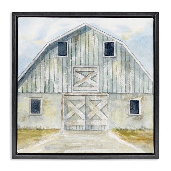 Stupell Industries French Country Blue Gray Barn Black Floating Frame Canvas Art, 18 x 18, by Patti Bishop
