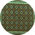 thumbnail image 1 of Ahgly Company Indoor Round Oriental Turquoise Blue Traditional Area Rugs, 3' Round, 1 of 4