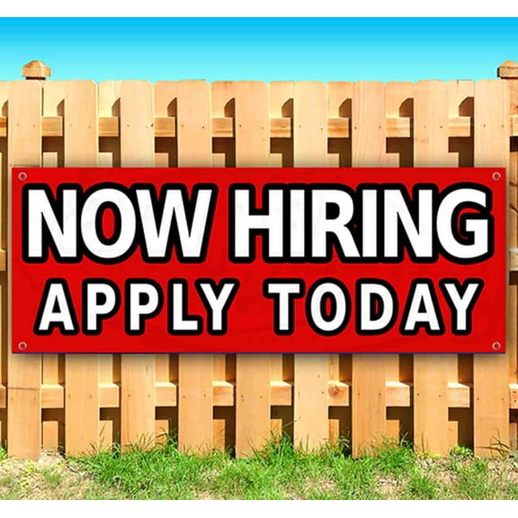 Now Hiring Apply Today 13 oz Vinyl Banner With Metal Grommets