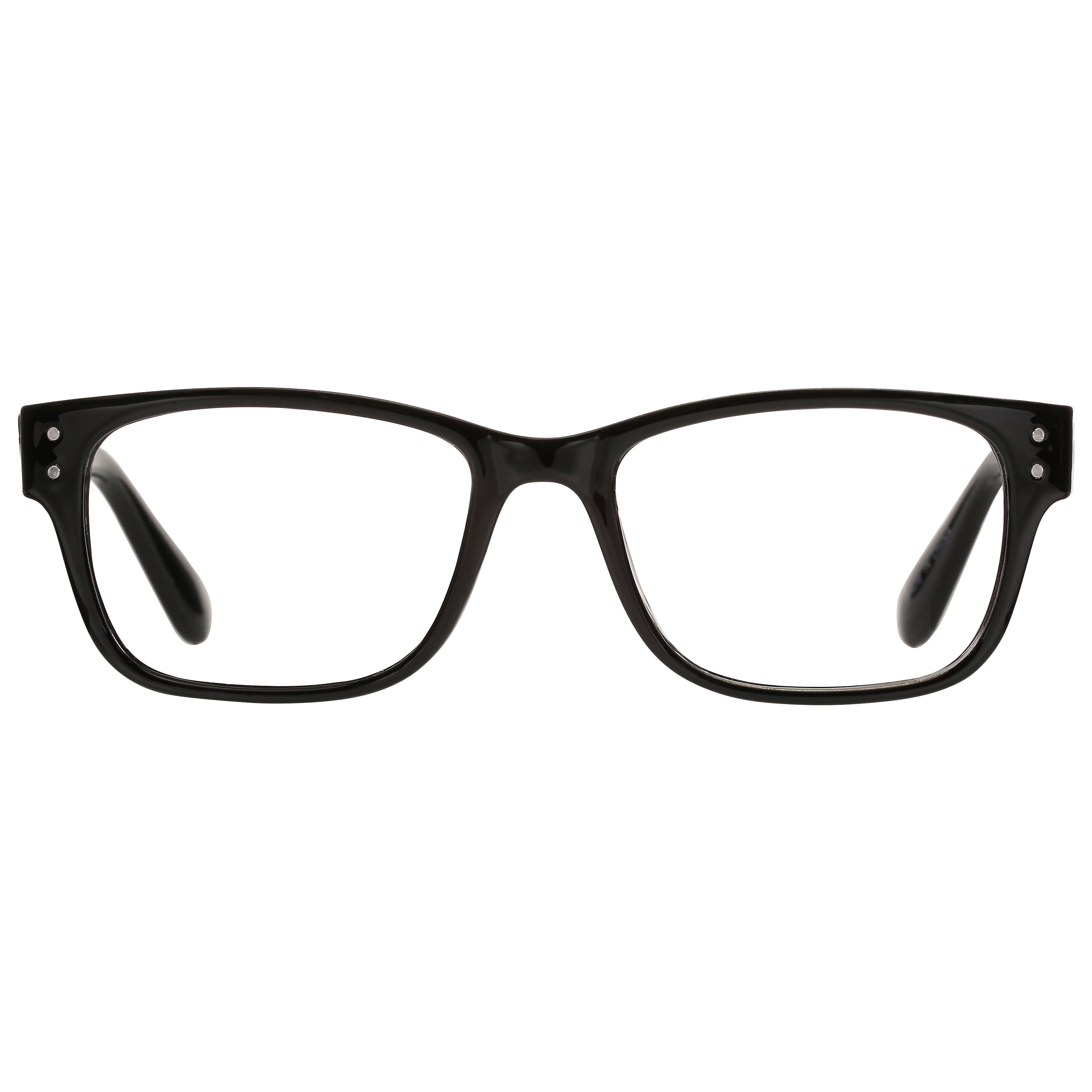 (2 pack) M+ Mens Square Plastic Reading Glasses 2.50 Oliver in Classic Black