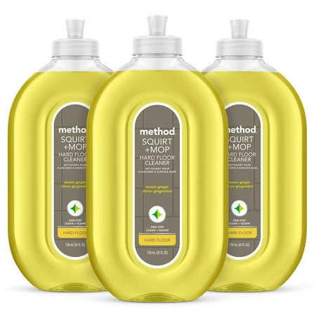 Method Squirt + Mop Hard Floor Cleaner, Lemon Ginger, 25 Ounce, 3 Pack, Packaging May Vary