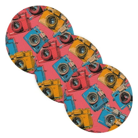 

3 Place Mat Pan Bowl Mat Teacup Mat 15x15x24 Inch Tray Mat Kitchen Pot Mat Hot Pot Mat Teapot Mat Table Protective Mat Color Cartoon Camera
