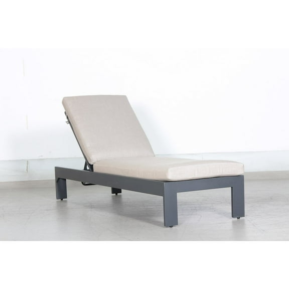 Paris Chaise Lounge Gray Aluminum Frame in Taupe Cushion
