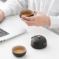 thumbnail image 4 of Tea Cup Set Portable Travel Tea Set With One Pot And Two Cups Of Black Pottery Express Cup And Hand Creative Business Tea Set Teapots & Coffee Servers Travel Tea Set, 4 of 7