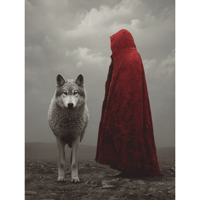 Red Riding Hood Wolf Canvas Wall Art 15.75x11.81 Inches
