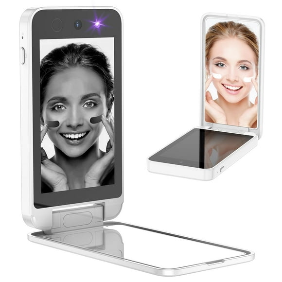 Vanexiss Caméra UV pour Test de Protection Solaire Miroir UV Caméra de Protection Solaire, Miroir de Meuble-Lavabo 4 Pouces Rechargeable Compact Miroir de Maquillage de Voyage Poche Double Face