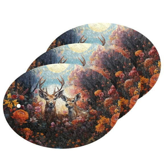 Deers Sun Flowers 3 Pack Dish Sponges Bulk Natural Sponges Compressed Sponges Non-Scratch for Kitchen Cleaning Dishes