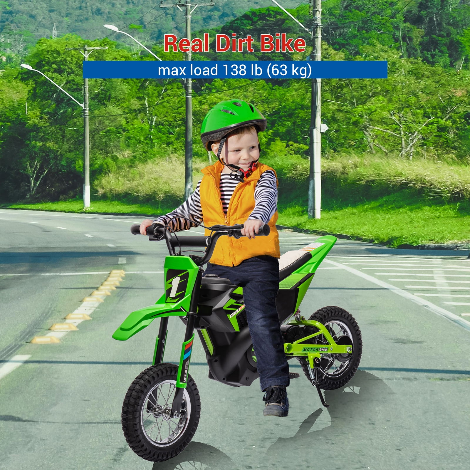 24V 250W Electric Dirt Bike for Kids, 3 Speed Modes Teen Electric Motorcycle Up to 20.6 MPH& 19 Miles Long-Range, Dual Suspension & Disc Brake, 16" Sturdy Tire
