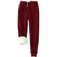 thumbnail image 2 of Womens Sweatpants Winter Warm Sherpa Fleece Lined Pants Casual Loose Drawstring Thermal Joggers with Pockets Wine 2XL, 2 of 3
