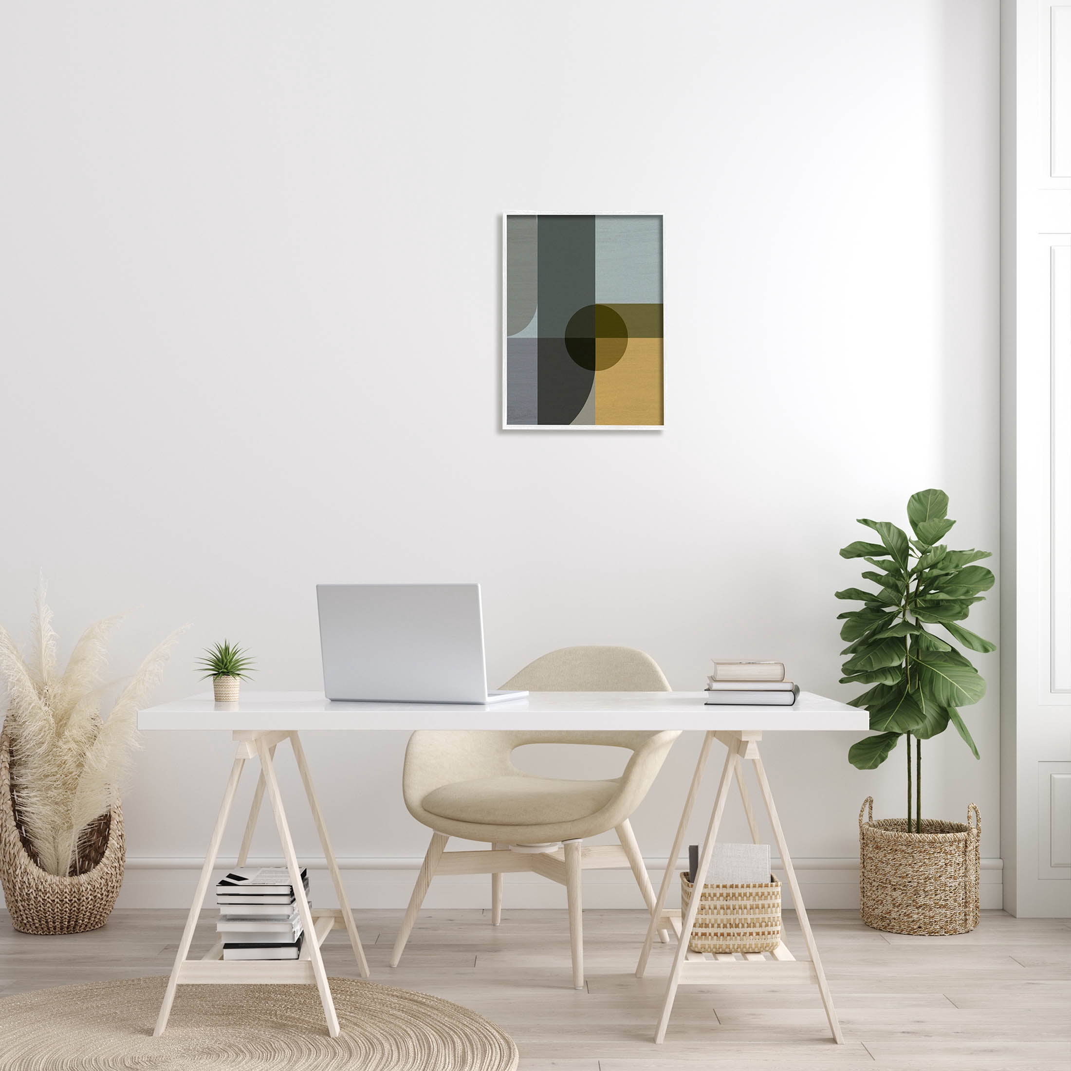 Geometric Arched Contemporary Shapes Abstract Graphic Art White Framed Art Print Wall Art
