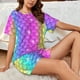 thumbnail image 4 of Balery Rainbow Scales2 Conjunto de Pijama para Mujer con Estampado, Dos Piezas de Manga Corta y Shorts, Ropa de Dormir Suave con Cuello Redondo y Bolsillos-Small, 4 of 6