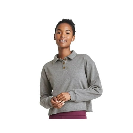 Wild Fable Women's Cropped Polo Shirt - (Gray, Large)