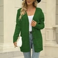 thumbnail image 2 of XFLWAM Women's Open Front Cardigan Sweater with Pockets Long Sleeve Cable Knit Button Down Loose Cardigan Sweater Outwear Green XL, 2 of 6