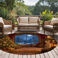 thumbnail image 5 of Vintage Christmas Round Area Rug 5ft, Xmas Tree French Country Cottagecore Washable Non-Slip Circle Rugs for Bedroom Living Room Kitchen, Soft Low Pile Carpet for Dining Room Playroom Nursery, 5 of 9