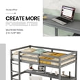 thumbnail image 5 of Aukfa Twin Loft Bed with Built-in Desk and Storage Cabinet with 2 Drawers for Kids Teens Dorm, Gray, 5 of 9