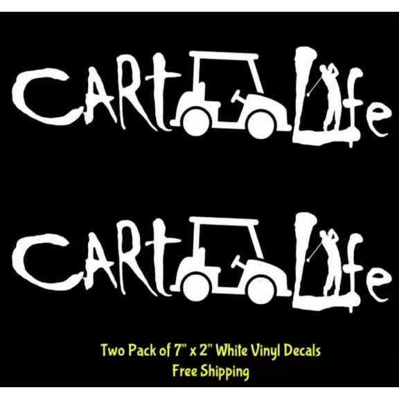 Cart Life Golf Two Pack 7" White Vinyl Decals Car Truck Windows Golf Cart