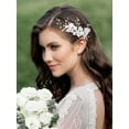 thumbnail image 3 of 3Pcs Bridal Hair Pins White Flower Bride Hair Pieces Wedding Hair Side Combs Floral Headpieces Accessories Fall Beach Clip for Brides Bridesmaids Women Girls, 3 of 4