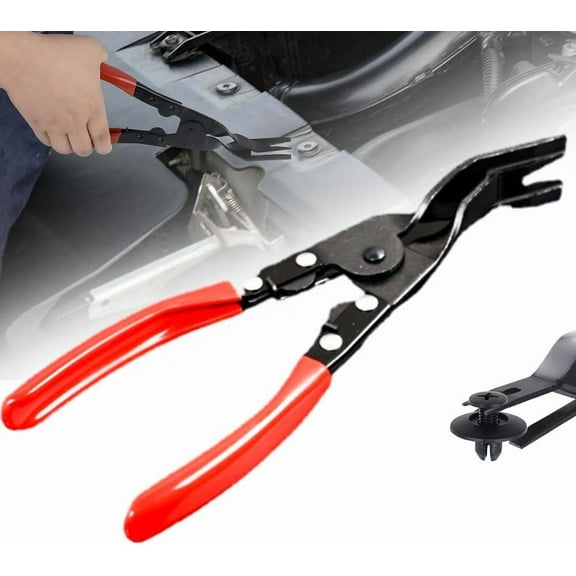 Panel Clip Pliers, Plastic Rivet Removal Tool, Car Door & Upholstery Trim Clip Pliers, Red