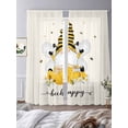 thumbnail image 3 of Bees Gnomes Sheer Curtains 96 Inch Length 2 Panels Set - Light Filtering Window Treatments, Spring Floral Farmhouse Daisy Rod Pocket Semi Curtains for Living Room/Bedroom/Kitchen Décor, 104"W x 96"L, 3 of 7