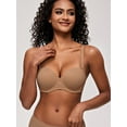 thumbnail image 5 of Deyllo Women's Strapless Bra Padded Cup Push Up Plus Size Full Coverage Underwire Support Invisible Bra,Brown 34D, 5 of 6