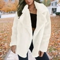 thumbnail image 3 of Women's Fashionable Solid-Color Lapel Mid-Length Plush Coat for Fall and Winter, Warm and Elegant, Winter Clothes for Women,White,3XL, 3 of 8