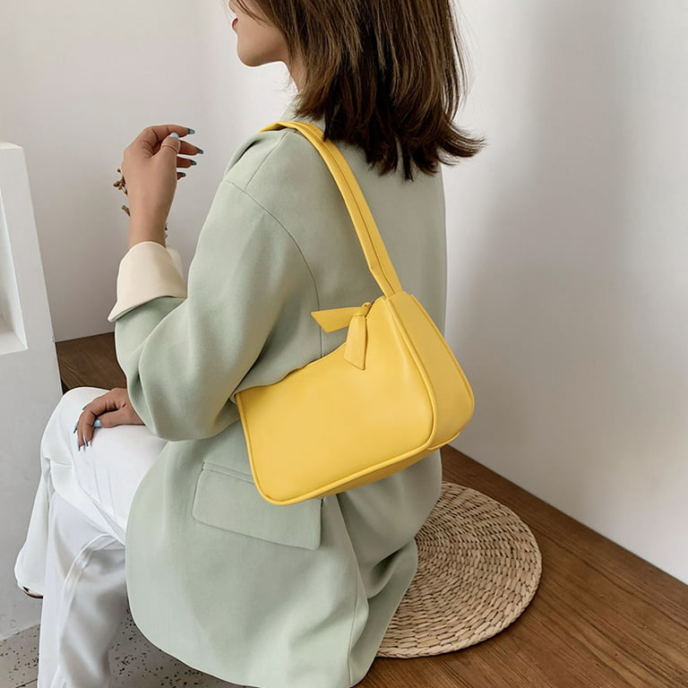 Elegant Solid Color Shoulder Bag, Women's Trendy Zipper Purse, Simple Pu Baguette  Bag